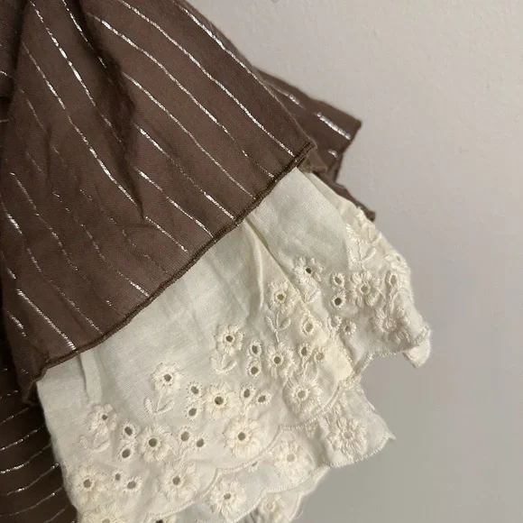 Express Brown A-Line Skirt with Tan Waistband - Picture 3 of 4